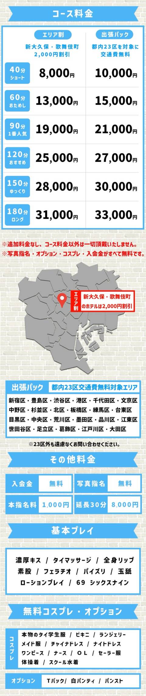 システム|THAI WOMAN(タイウーマン)(アジアンデリヘル/新大久保発・近郊)