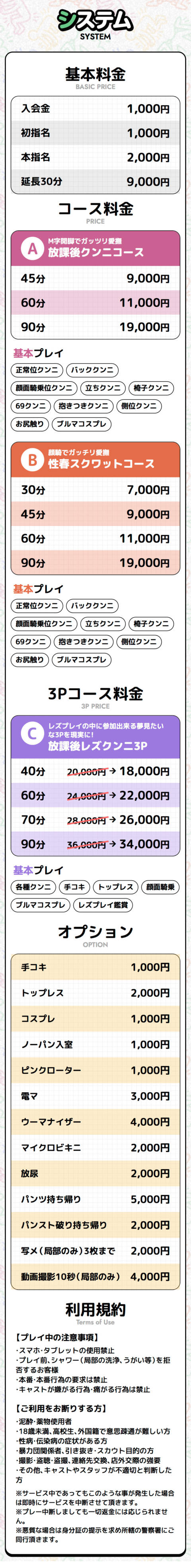 システム｜性春放課後スクワット五反田編（クンニ専門店/五反田発・近郊）