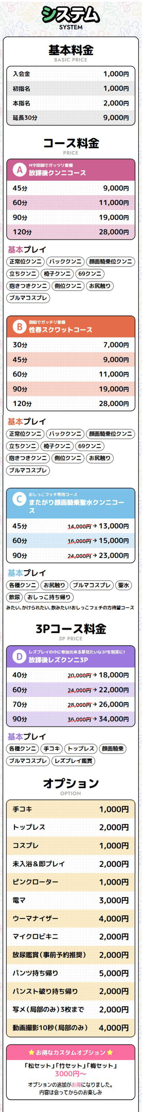 システム｜性春放課後スクワット渋谷編（クンニ専門店/渋谷発・近郊）